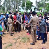 Participants  getting to touch the Indian Python